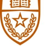 Orange shield logo with open book, star, and laurel wreath.