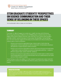 STEM Graduate Students’ Perspectives on Science Communication and their Sense of Belonging in these Space