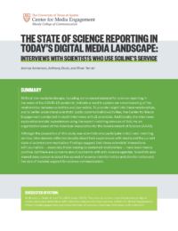The State of Science Reporting in Today’s Digital Media Landscape: Interviews With Scientists Who Use Sciline’s Service